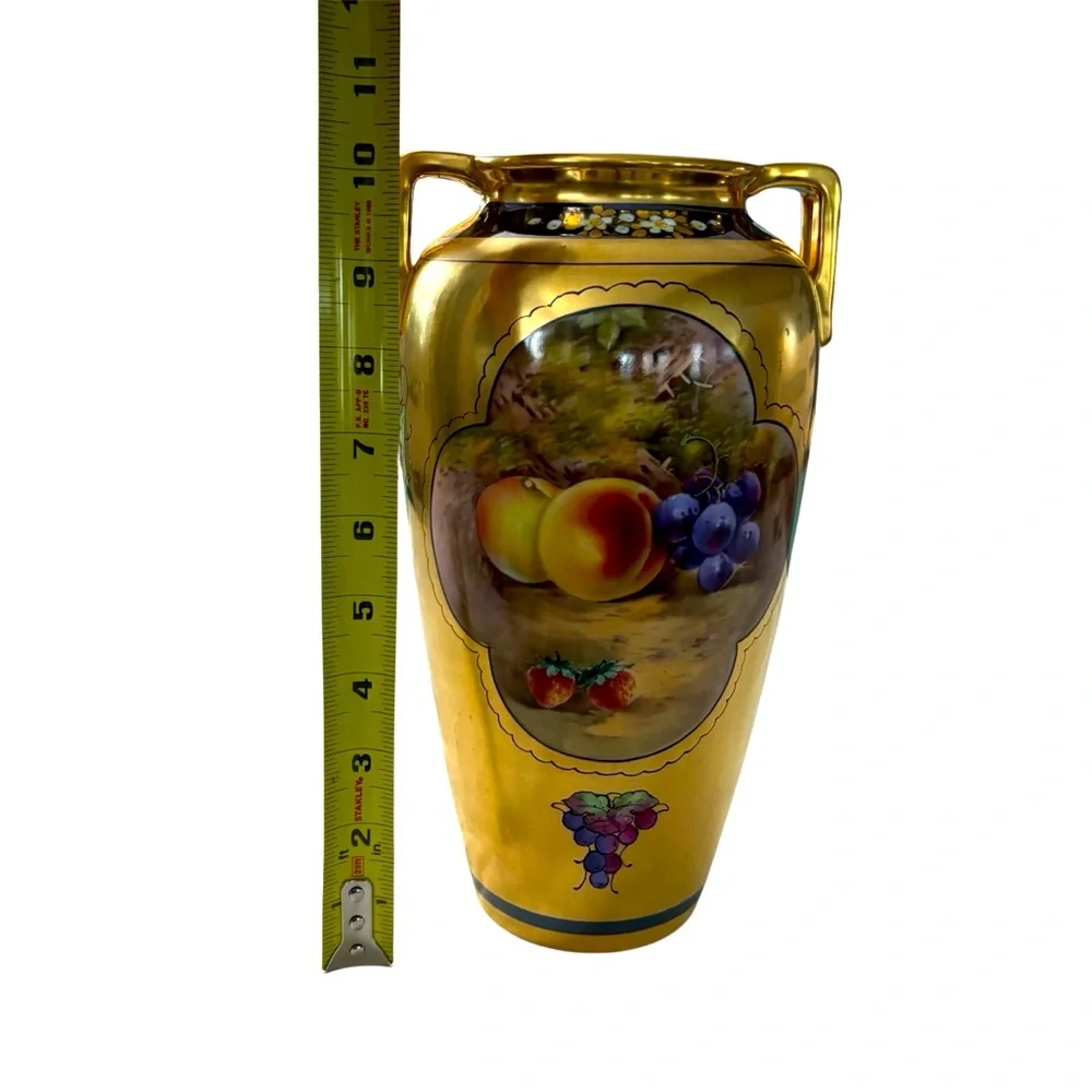 Pickard Bone China Vase Hand Painted Both Sides of Vase Still Life with Fruits